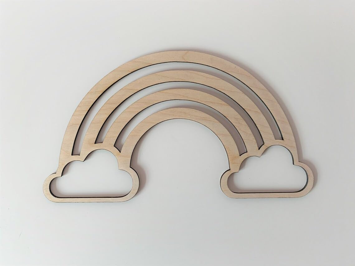 Pack of 3 Wooden MDF Rainbow with Cloud Macrame Outline | Rainbow Shape Base for DIY Crafts, Nursery Wall Decor, Kids Room Hanging | Size 10x5 inch